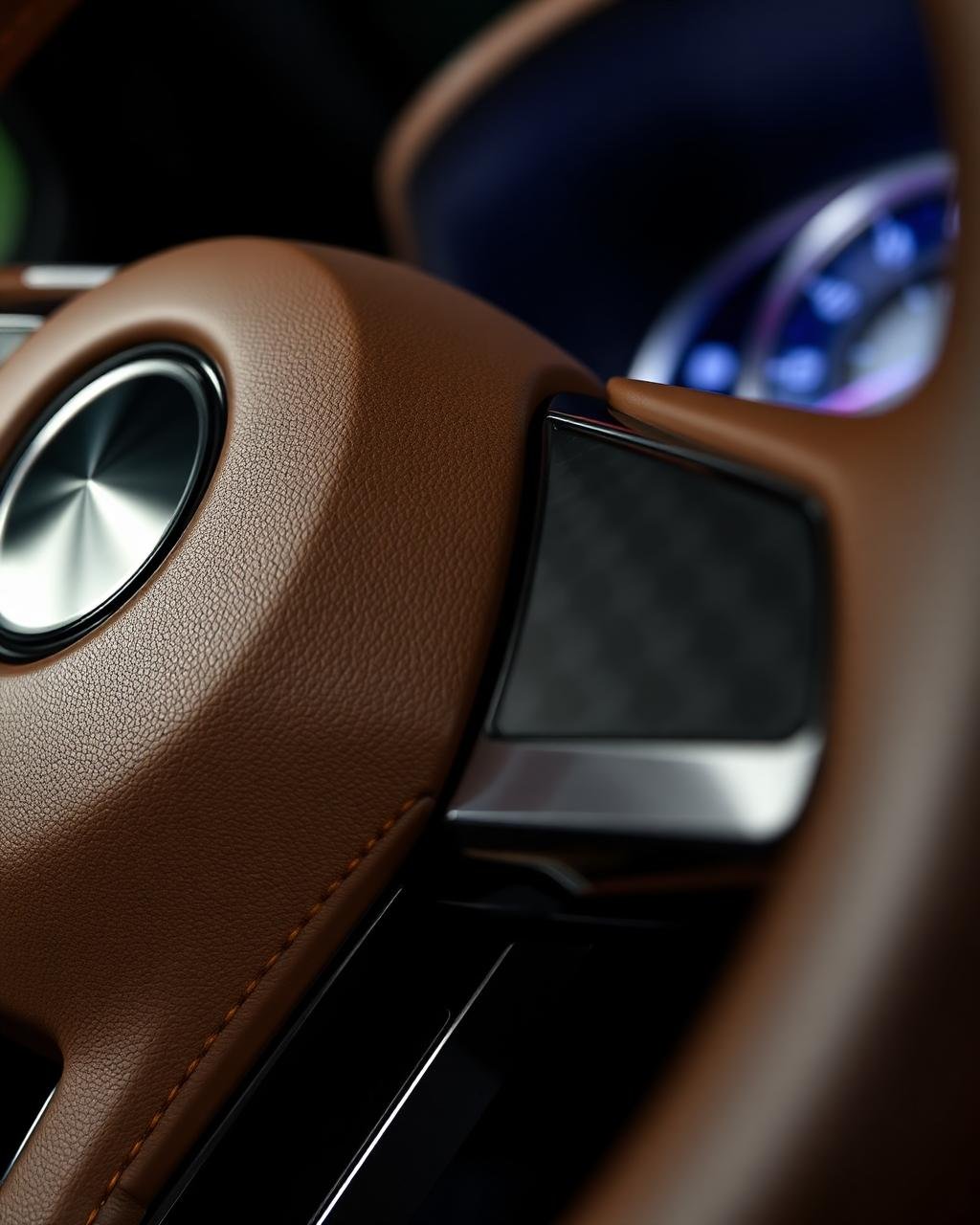 Volante em couro com costura personalizada